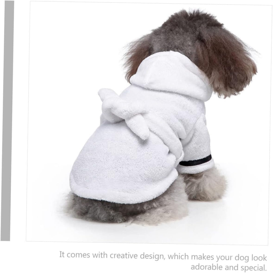 UPKOCH Hundebademantel aus Polyester für Kleine Hunde Saugfähig und Schnell Trocknend Weiss mit Bequ