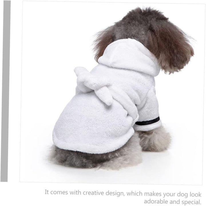 UPKOCH Hundebademantel aus Polyester für Kleine Hunde Saugfähig und Schnell Trocknend Weiss mit Bequ
