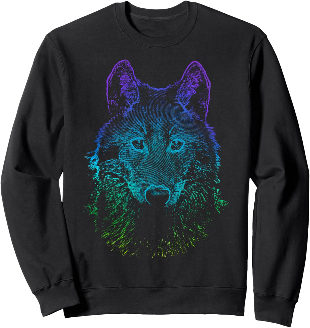 Wolf Regenbogen wild lebende Tier Sweatshirt