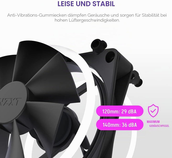 NZXT F140 RGB Duo Doppelpack – 2 x 140 mm zweiseitige RGB-Lüfter mit RGB-Controller – 20 individuell