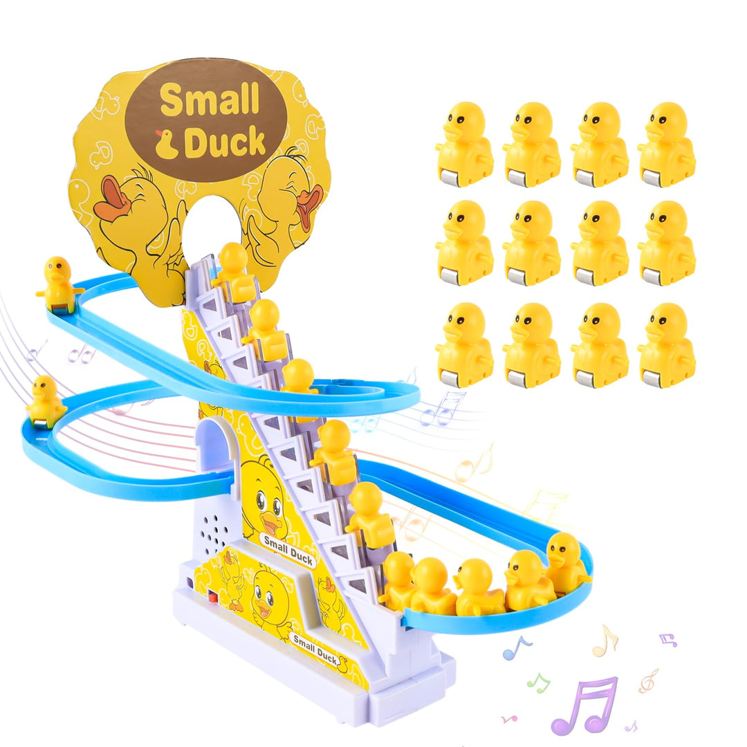 12 Stück Elektrische Ente Treppensteigen Spielzeug, Elektrisches Entenklettern auf Treppenbahnen und