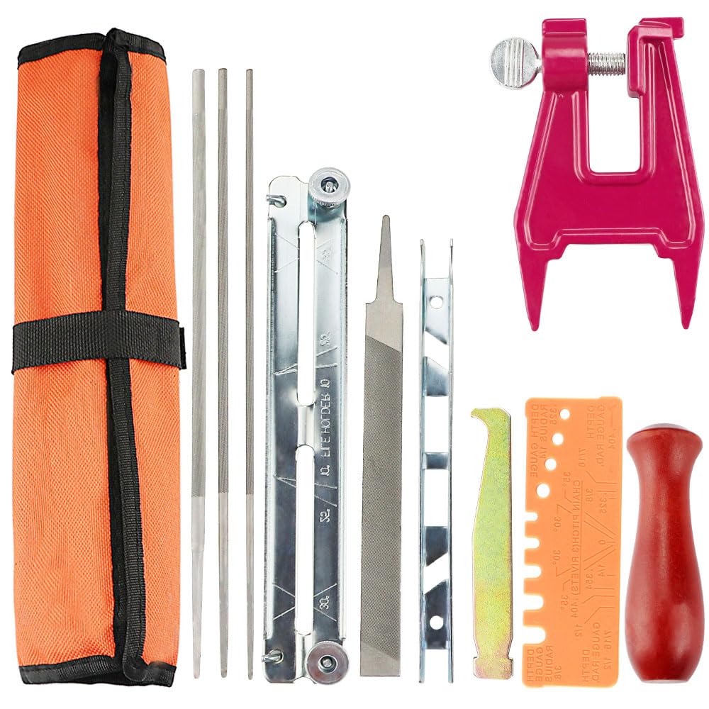 Kettensägen Schärffeilen Kit, Kettensägenschärfer Feilen Set Kettensägen Schärfgerät Enthält Kettens