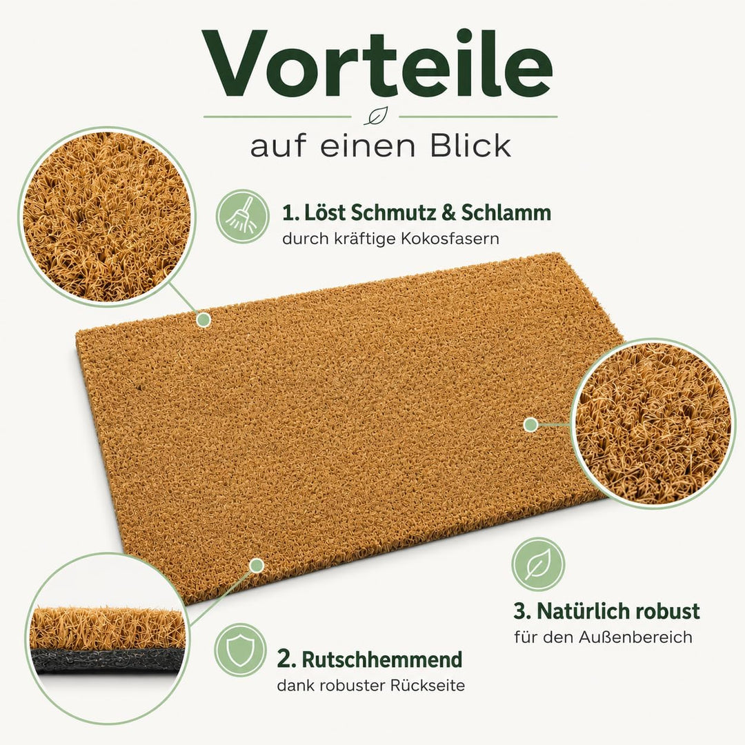 Entrando Fussmatte aus Kokos - optimale Türmatte für den Aussenbereich - rutschfest, wetterfest, für