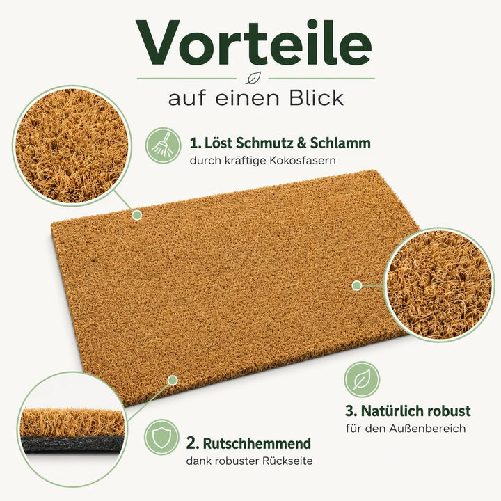 Entrando Fussmatte aus Kokos - optimale Türmatte für den Aussenbereich - rutschfest, wetterfest, für