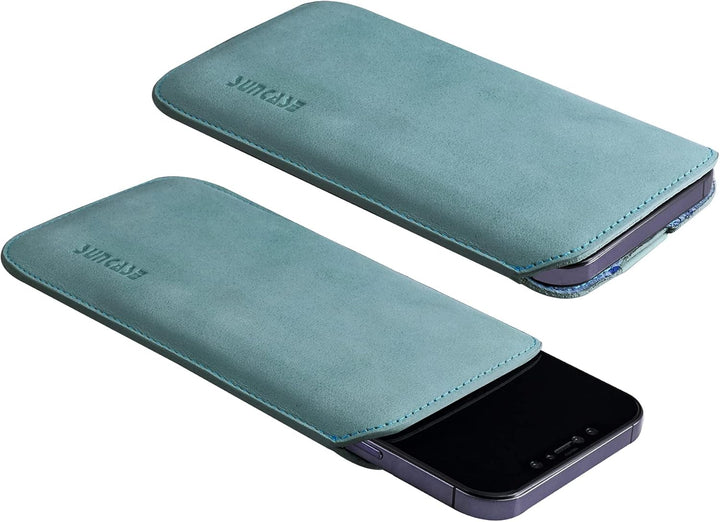 Suncase Original Leder Etui kompatibel mit iPhone 16 Pro (6,3 Zoll) Hülle Tasche Ultra Slim Ledertas