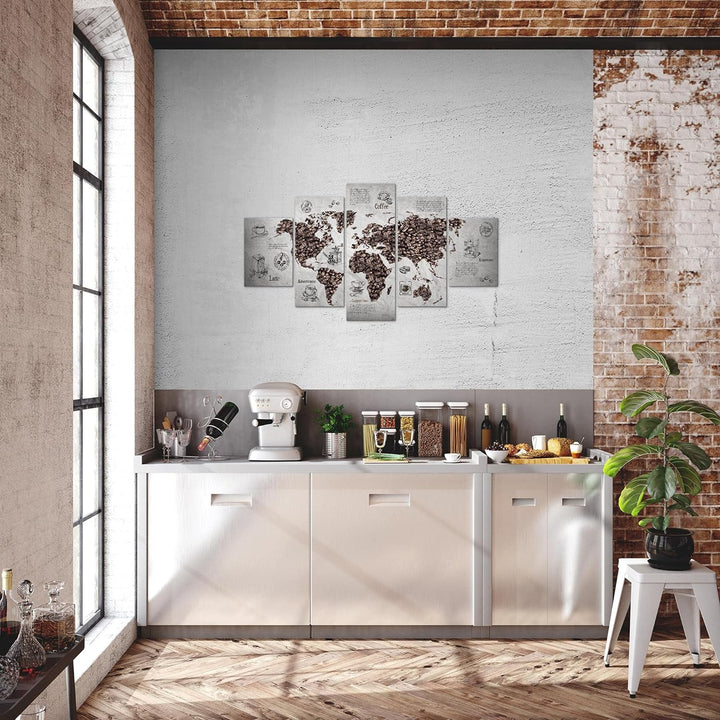 Runa Art Wandbilder Küche Kaffee 5 Teilig Bild auf Vlies Leinwand Deko Esszimmer Küchenbilder Weltka