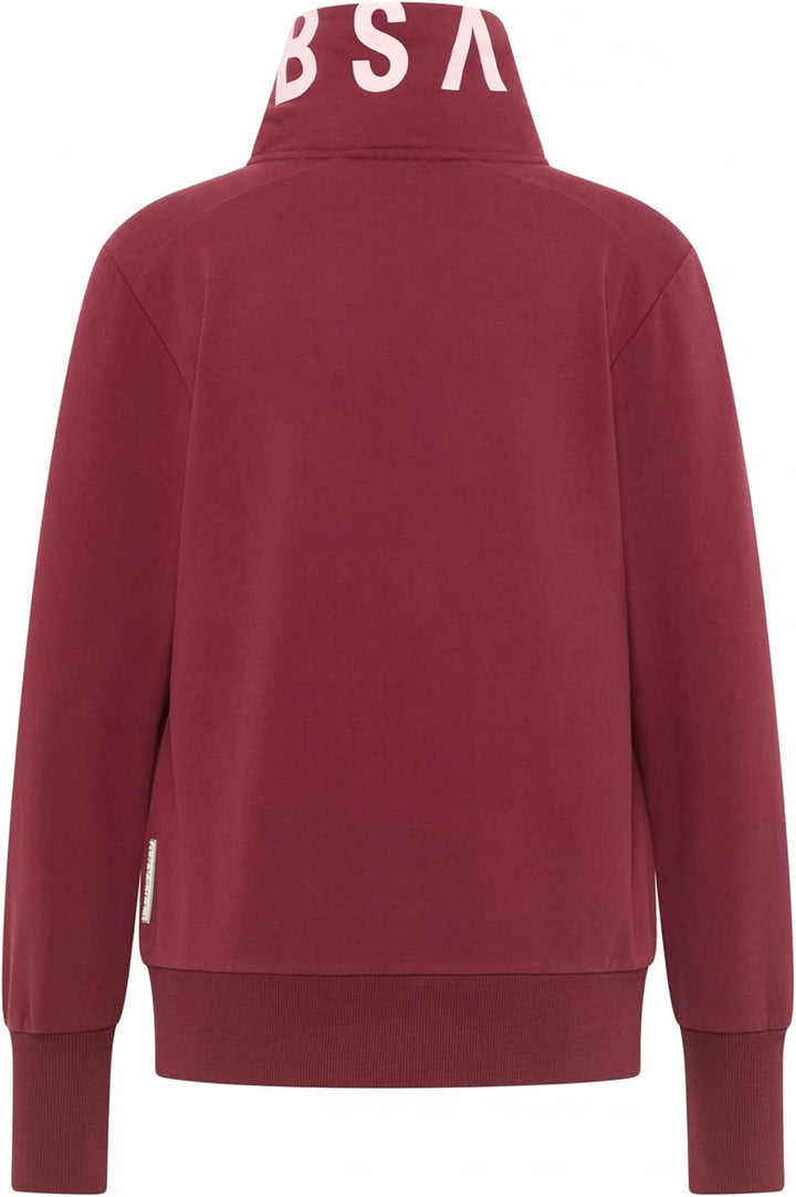 Elbsand Alvis Damen Sweatjacke mit hohem Kragen, Zip-Jacke, Reissverschluss, Regular Fit M Ruby, M R