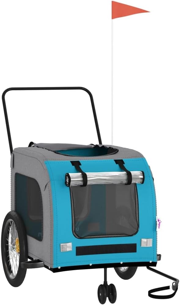SKM Fahrradanhänger Hunde Blau und Grau Ox -Gewebe und Eisen,Tiere &amp; Tierbedarf,Haustierbedarf,Pet-S