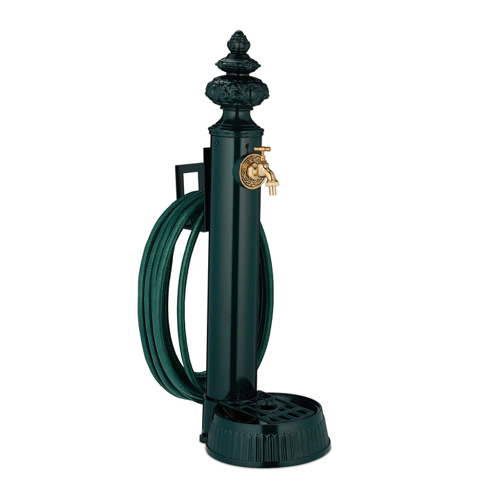 Relaxdays Standbrunnen antik, Wasserhahn & Becken, HxBxT: 87x26x43 cm, Wasserzapfsäule mit Schlauchh