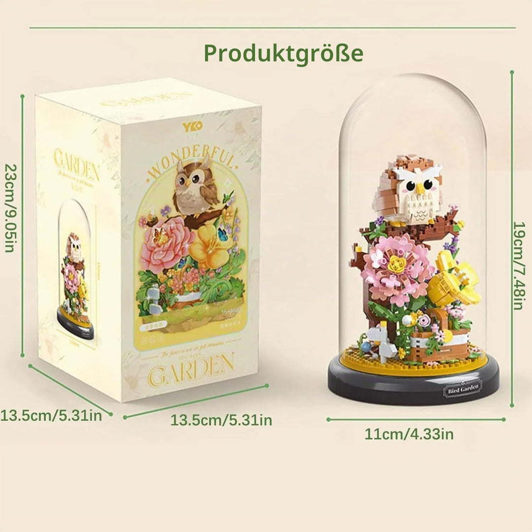 Eule Blumenstrauss Bausteine Bausatz, kreativer DIY Tiere Blumen Bauset Blumen Pflanzen Blumenstraus