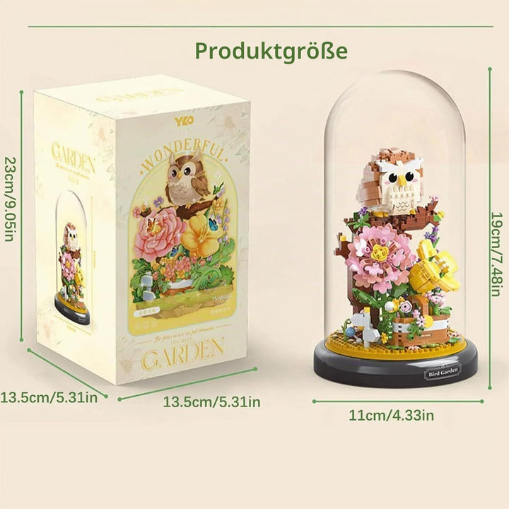 Eule Blumenstrauss Bausteine Bausatz, kreativer DIY Tiere Blumen Bauset Blumen Pflanzen Blumenstraus