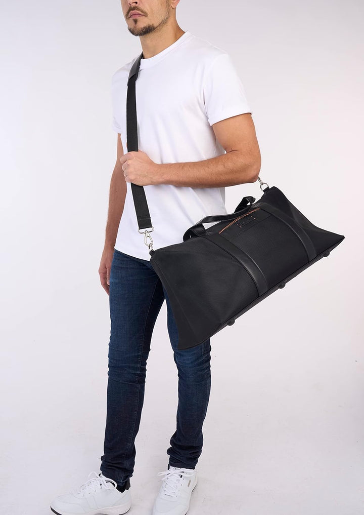 Davidoff Home Run Weekender Schwarz – kleine Reisetasche aus veganem Material – hochwertige Herren T
