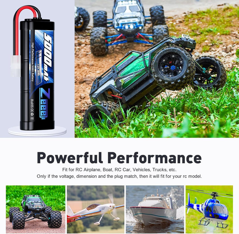 Zeee RC NiMH Akku 7,2V 5000mAh RC Auto RC LKW HPI Losi Kyosho Hobby für RC Cars Aeroplane Helicopter