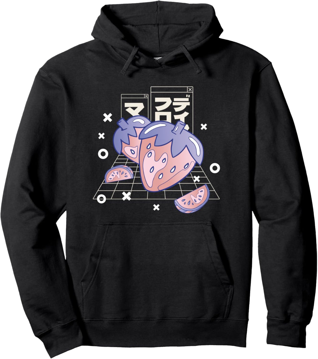 Erdbeere und Wassermelone Obst Erdbeeren Lebensmittel Vaporwave Pullover Hoodie