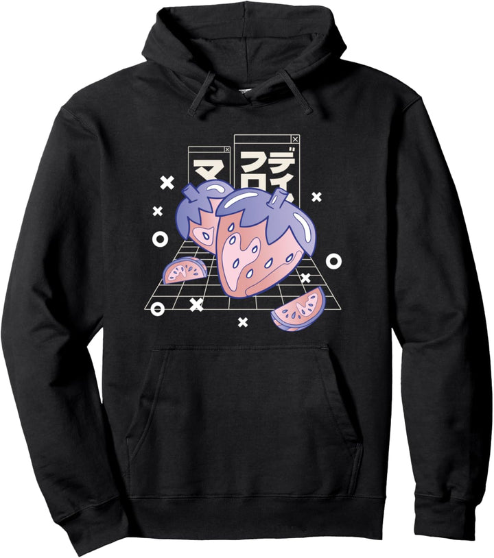 Erdbeere und Wassermelone Obst Erdbeeren Lebensmittel Vaporwave Pullover Hoodie