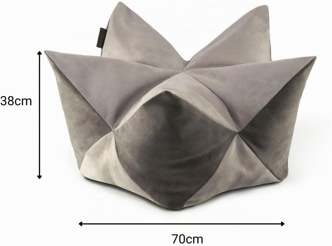 lionto Kronenkissen Sternenkissen Hundebett Katzenbett Haustierkissen, 70x38 cm grau/hellgrau Grau/H