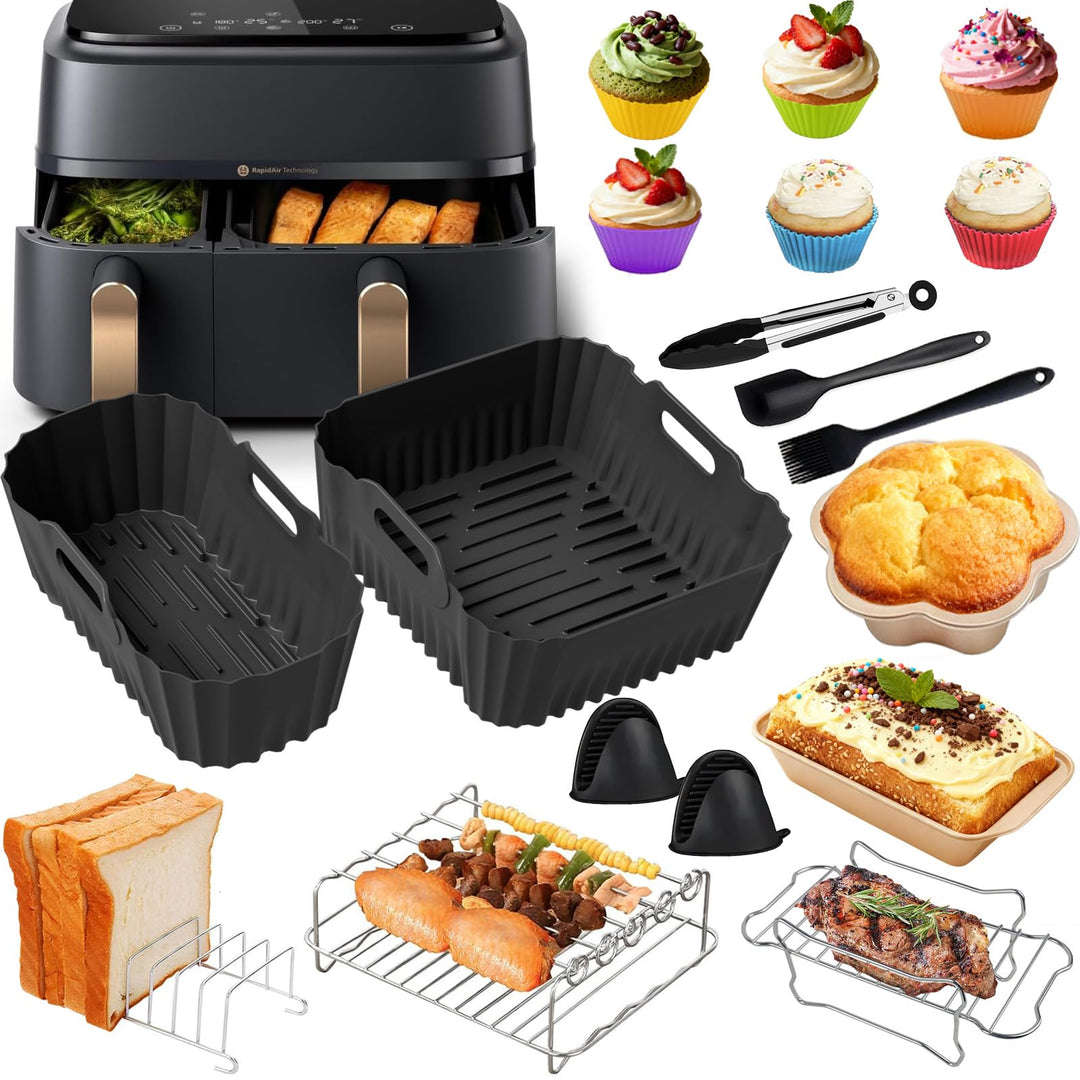Heissluftfritteuse Zubehör für Philips Airfryer Dual Basket 3000-5000 Series 6L/3L,Silikonform Heiss