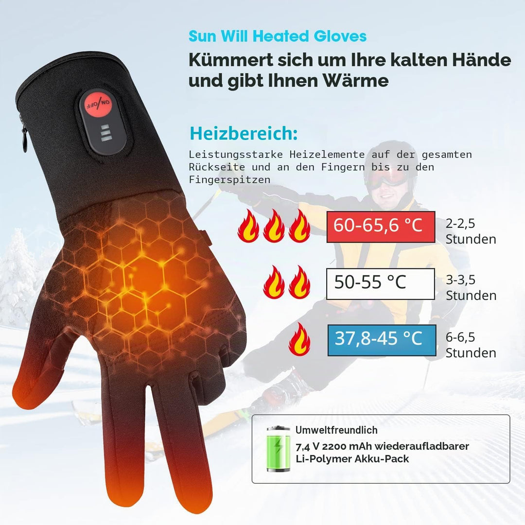 elektrische beheizte Handschuhe für Herren Damen，wiederaufladbar beheizbare Winter Handschuhe für Ou