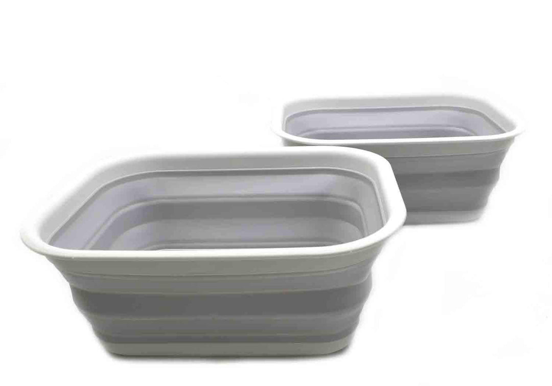 SAMMART 15L Set of 2 Collapsible Tub (Grau/Grau, 2) Grau/Grau 2, Grau/Grau 2
