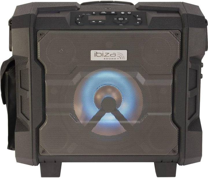 Ibiza Sound WPORT10-300 Lautsprecher mit Akku, LED, 10 Zoll / 25 cm, IPX4 IP65 – BT/NFC/FM/USB + UHF
