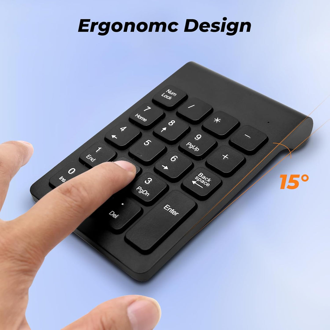 Wireless Slim Numeric Keypad 2.4G 18-Tasten Ultra-Portable Numpad für Laptop, PC, Notebook, schnelle