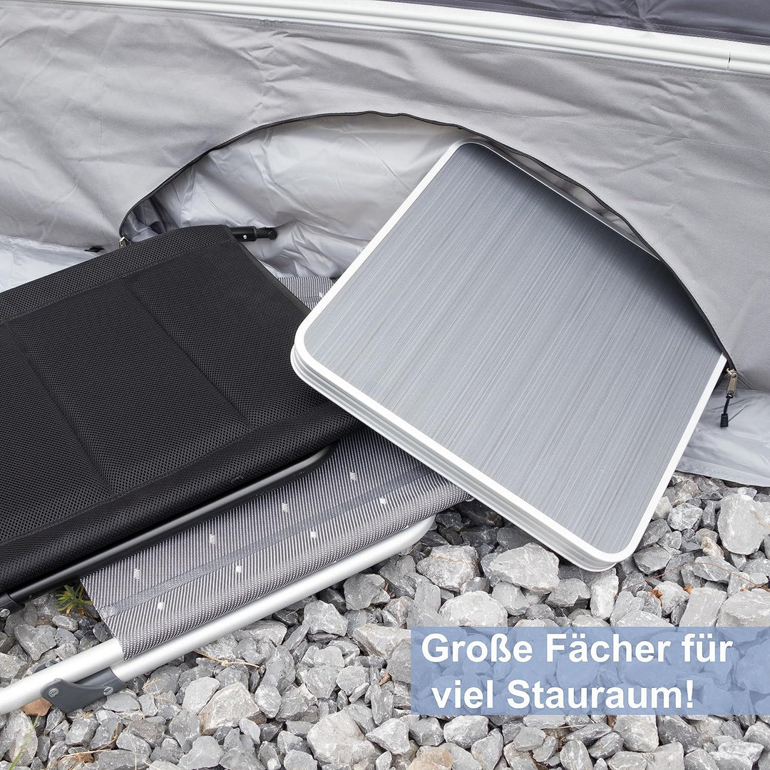 Bodenschürze Wohnwagenschürze 600x50 cm - Grau - mit 2 grossen Aufbewahrungstaschen 95x85x30cm - Win