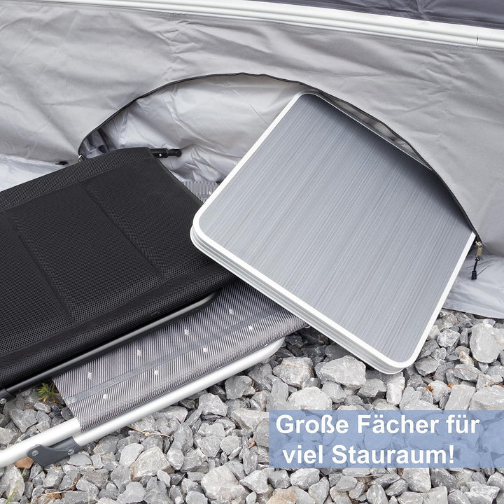 Bodenschürze Wohnwagenschürze 600x50 cm - Grau - mit 2 grossen Aufbewahrungstaschen 95x85x30cm - Win