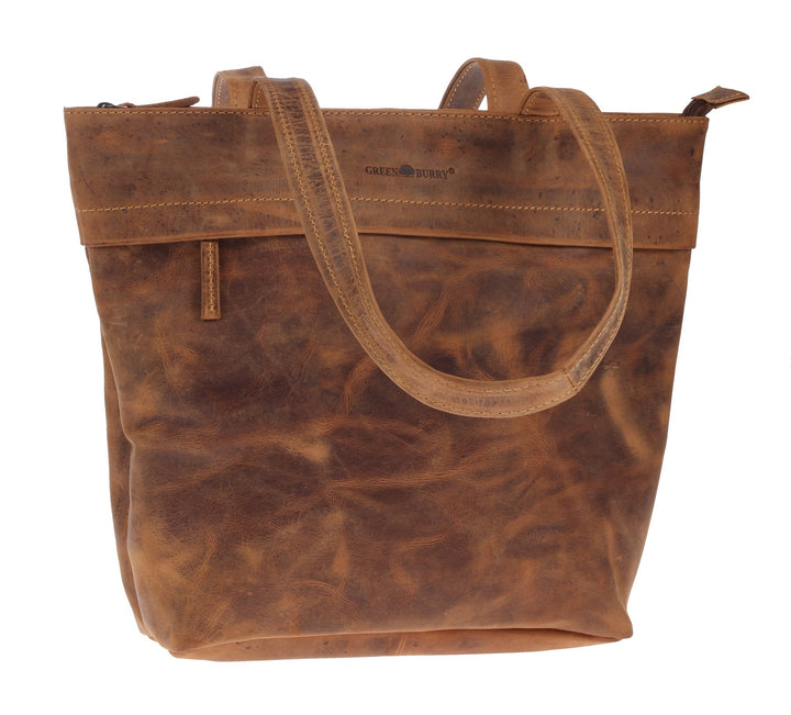 Greenburry Vintage Umhängetasche Leder Handtasche Braun 30x8x34cm