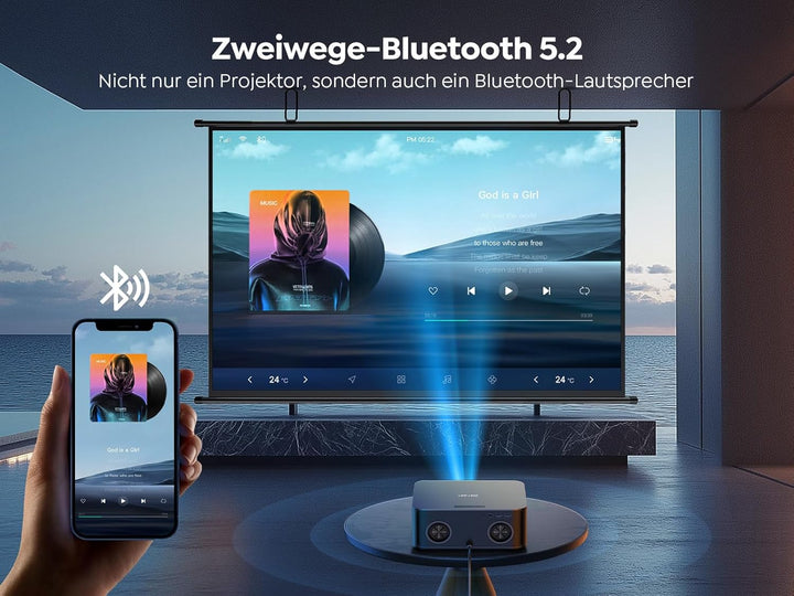 Beamer 4K【Offizielles Netflix & Dolby Audio】 Toptro 1200 ANSI Smart Beamer Heimkino, 1080P Full HD V