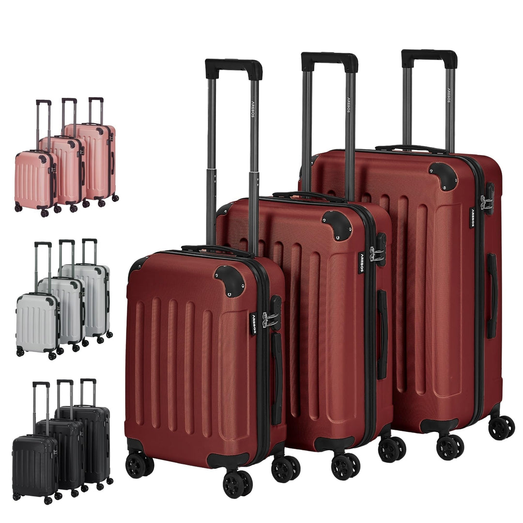 Arebos Reisekoffer 3er Set I ABS-Hartschale I Trolley Kofferset I Teleskopgriff I Inkl. Reissverschl