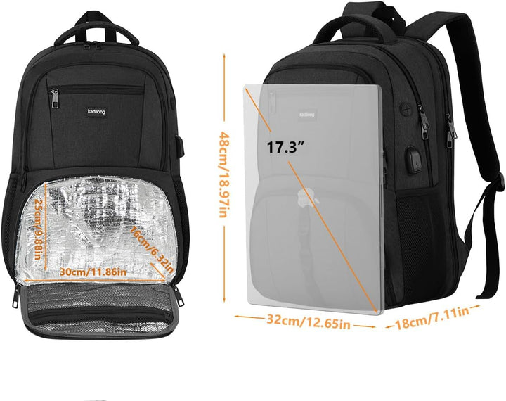 kadilong Lunch Rucksack Herren,Gross Lunch Rucksack 17,3 Zoll für Arbeit Reisen Schule Picknick Uni