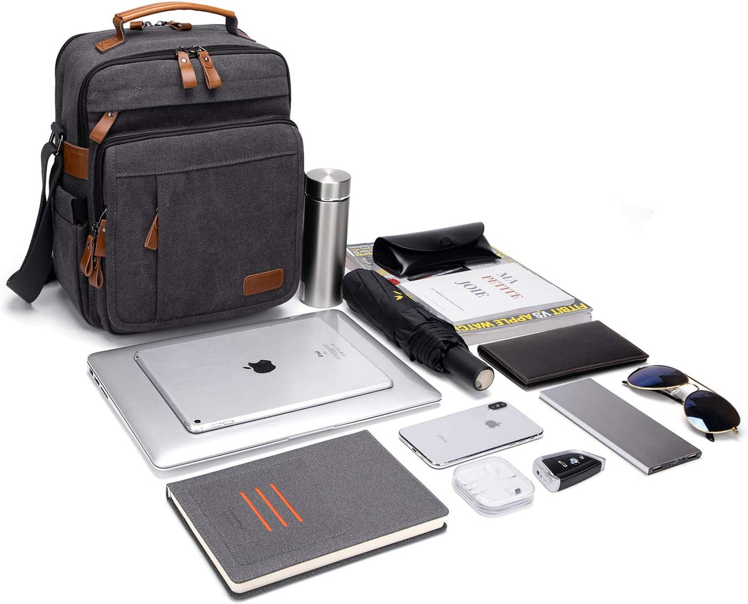 ESTARER Umhängetasche Herren Schultertasche 13 Zoll kleine Herrentasche Kuriertasche aus Canvas für