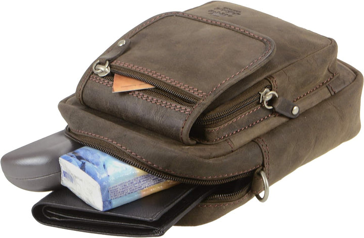 Bear Design Gürteltasche Dark Nature Herren Damen braun Leder