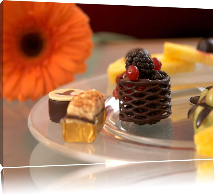 Pixxprint appetitliche Desserts auf Leinwand, XXL riesige Bilder fertig gerahmt mit Keilrahmen, Kuns