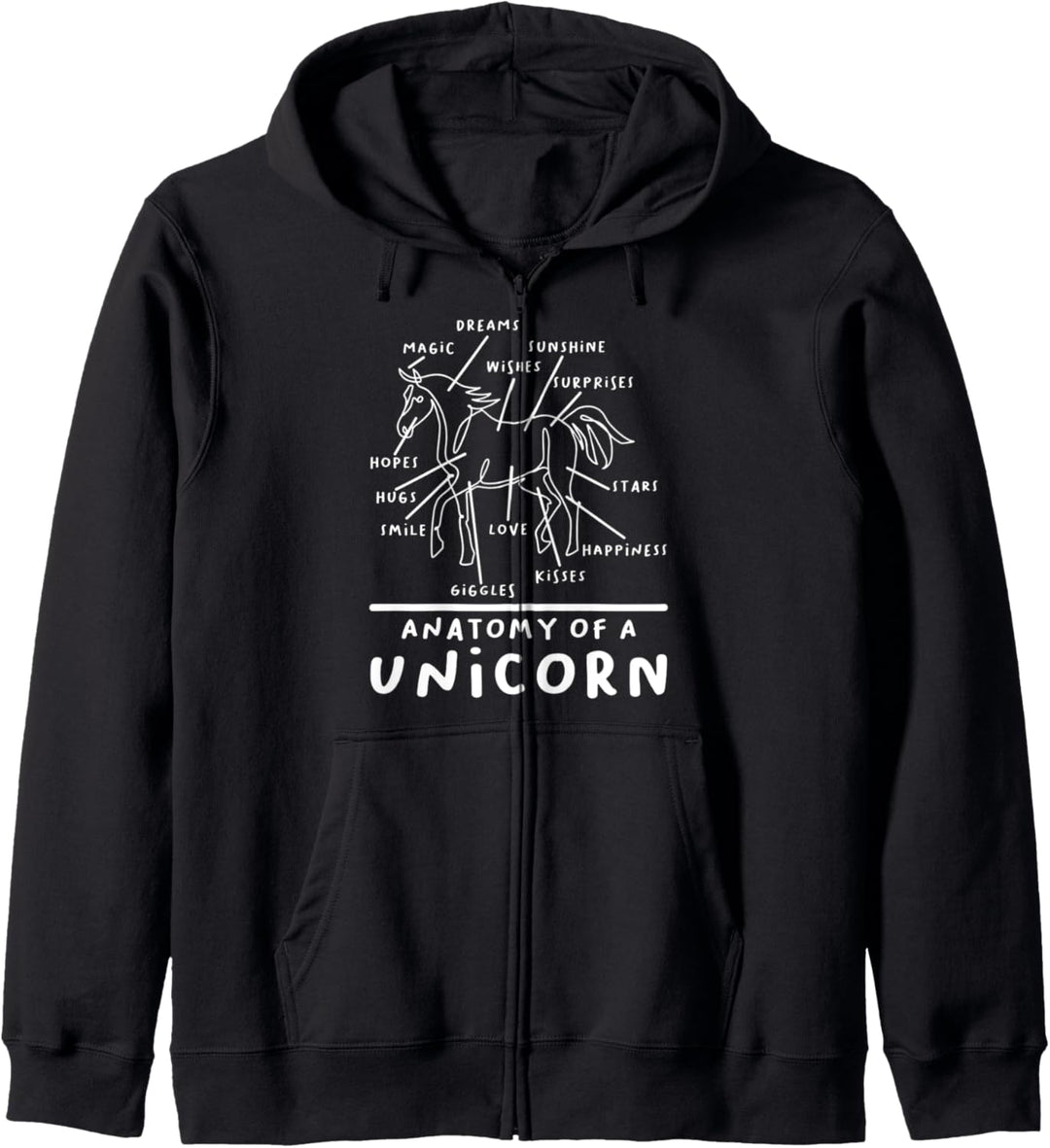 Lustige Anatomie des Einhorns, magisches Pferd, Regenbogen-Einhörner Kapuzenjacke