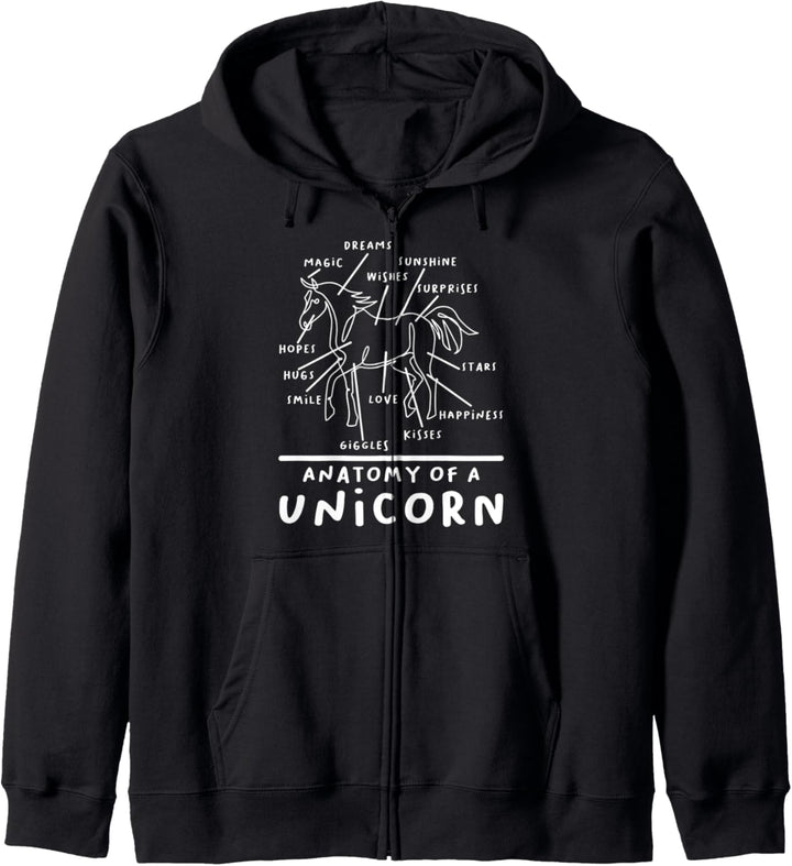 Lustige Anatomie des Einhorns, magisches Pferd, Regenbogen-Einhörner Kapuzenjacke