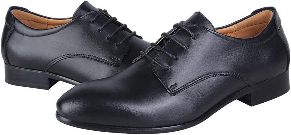 ANUFER Herren Echtes Leder Kleider Schuhe Formell Geschäft Derby Schnürsenkel 44 EU Schwarz, 44 EU S