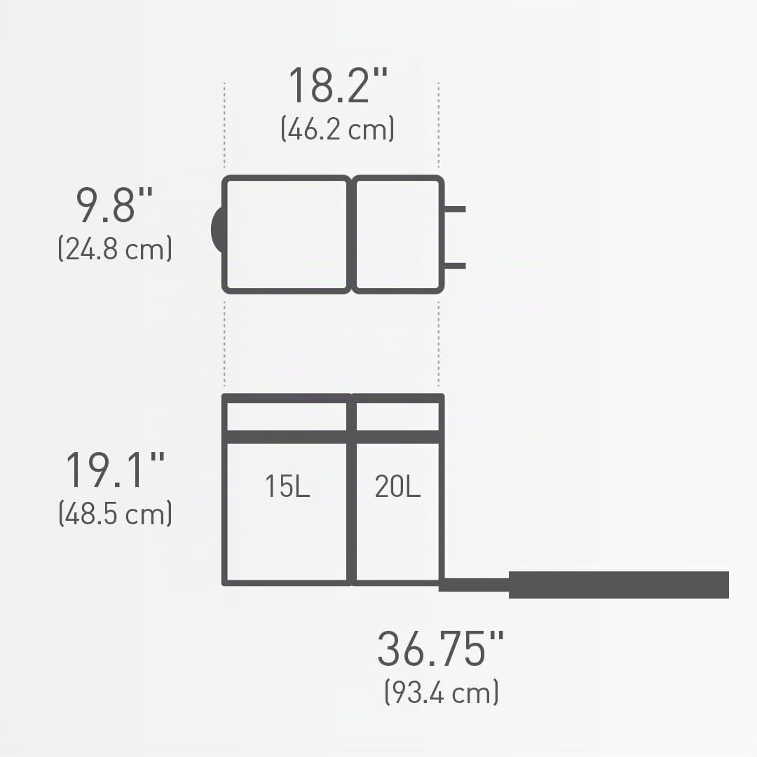 simplehuman CW1016 35 Liter (20/15) ausziehbarer Schrank-Recycler Mülltrennsystem 2 Fach Einbau Abfa