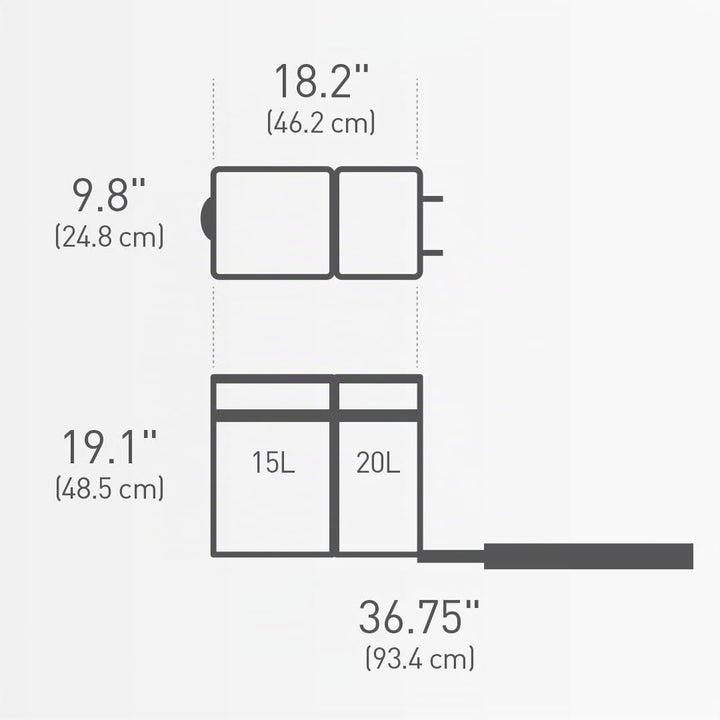 simplehuman CW1016 35 Liter (20/15) ausziehbarer Schrank-Recycler Mülltrennsystem 2 Fach Einbau Abfa