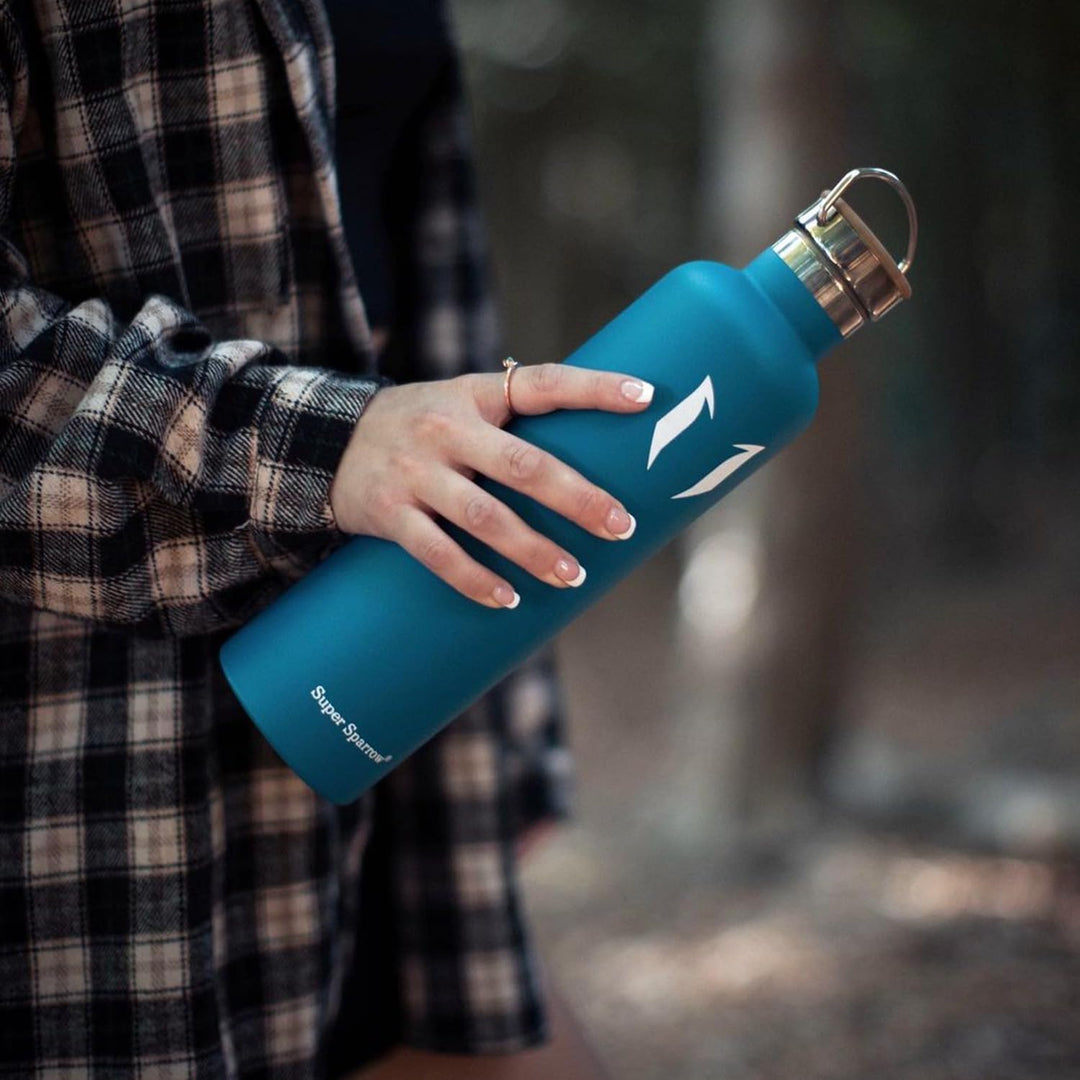 Super Sparrow Trinkflasche Edelstahl - 350ml, 500ml, 620ml, 750ml, 1L - Auslaufsicher Thermoskanne,