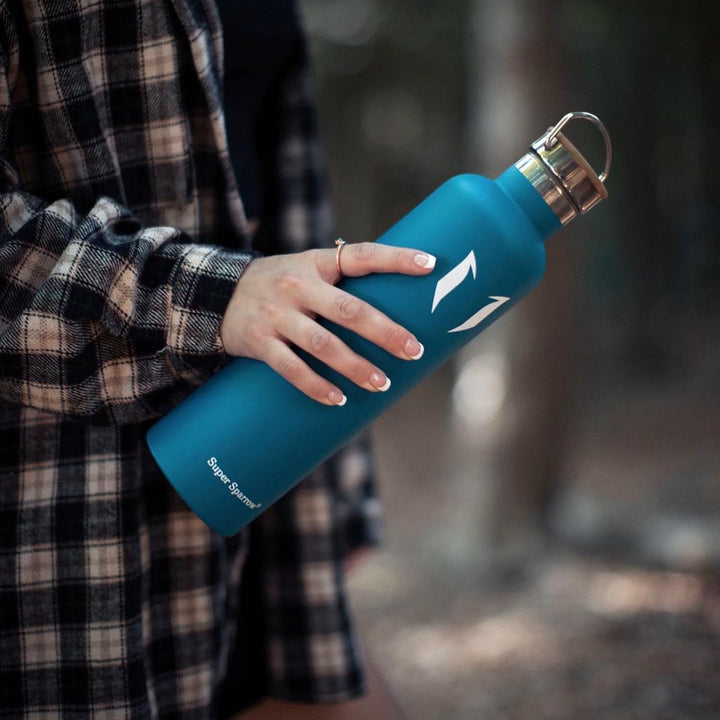 Super Sparrow Trinkflasche Edelstahl - 350ml, 500ml, 620ml, 750ml, 1L - Auslaufsicher Thermoskanne,