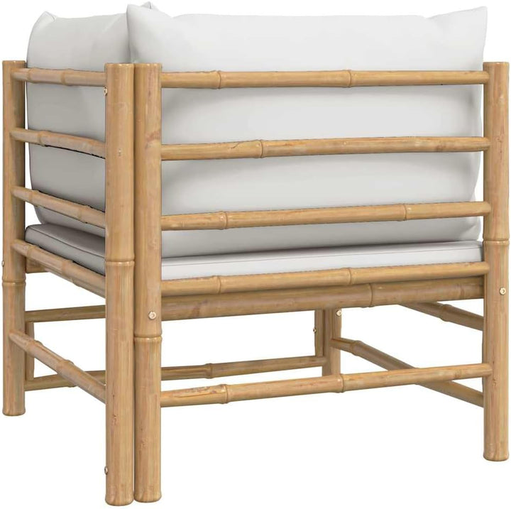 vidaXL Garten-Ecksofa mit Hellgrauen Kissen Bambus Ecksofa Hellgrau, Ecksofa Hellgrau