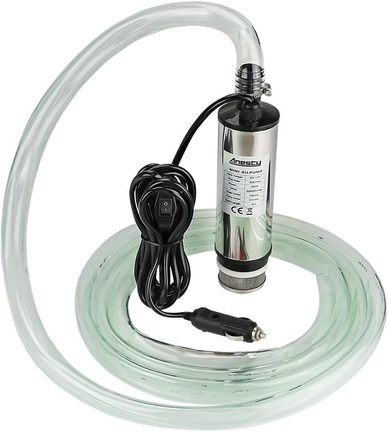 Edelstahl Transfer Pumpe 12V 51mm Wasserpumpe Tauchpumpe für Auto Diesel Öl Heizöl Wasser Kraftstoff