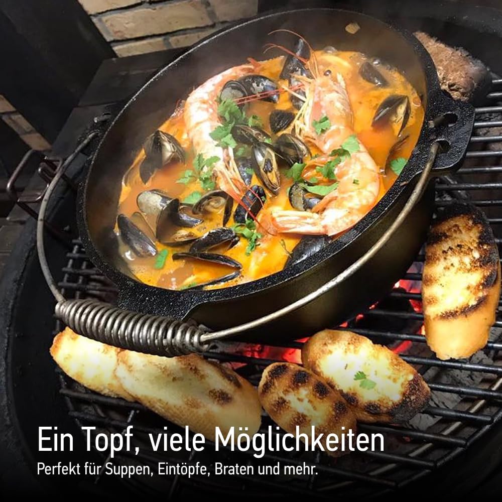 TEXAS CLUB Gusseisentopf Dutch Oven, Gusseisen Topf mit Deckel - Fassungsvermögen 3.5L