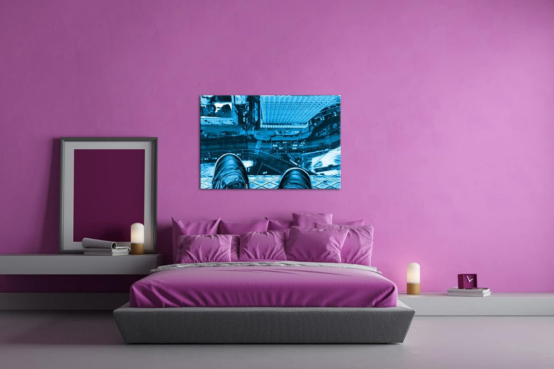 von den Dächern der Stadt Format: 80x60 Effekt: Monocrome Blau als Leinwand, Motiv fertig gerahmt au
