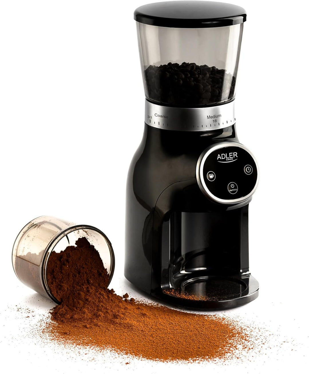 Adler AD 4450 Burr Kaffeemühle 300 W Schwarz 31 Mahlstufen Mahlwerk für Kaffeebohnen