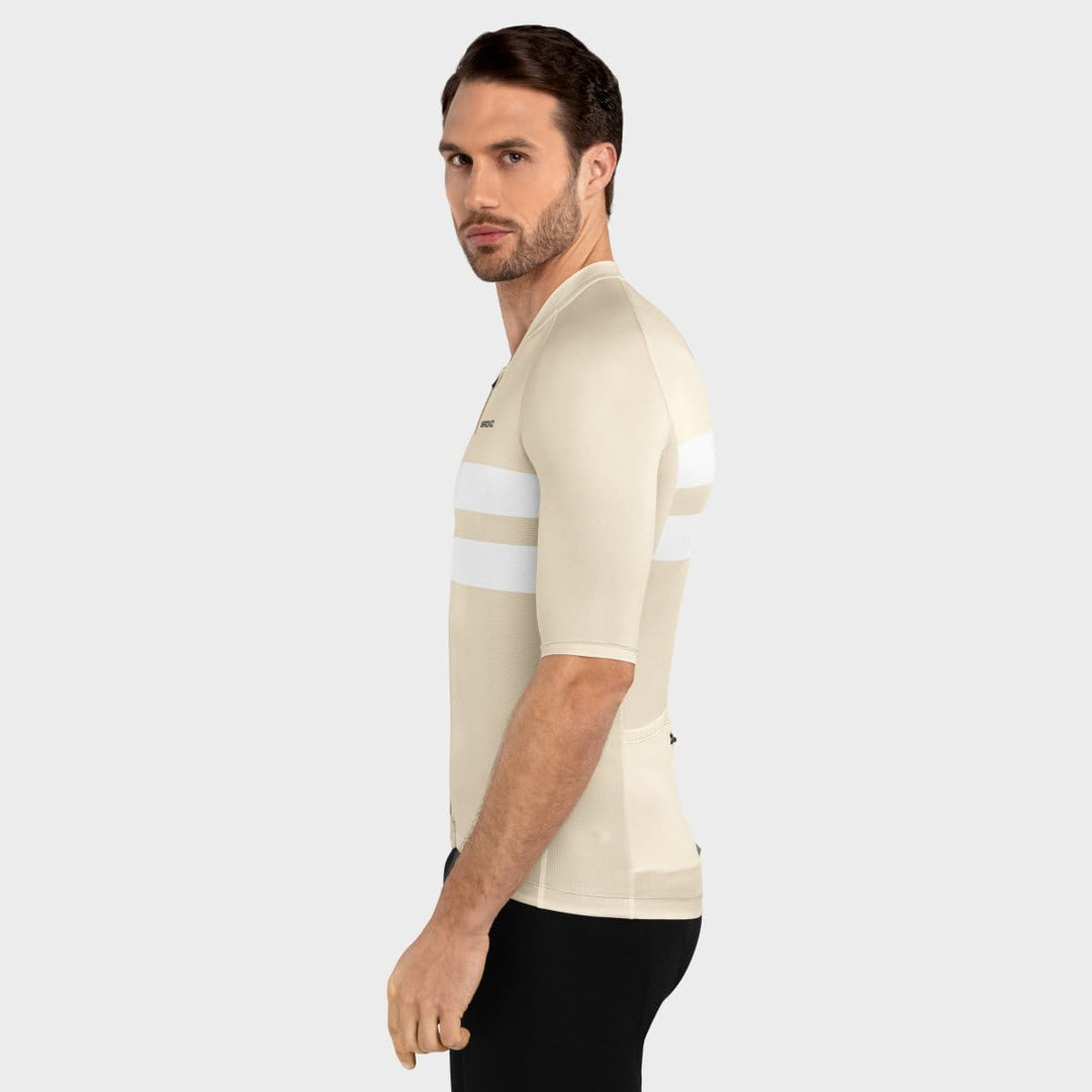 SIROKO M3 Radtrikot Herren Kurzarm Ultraleicht Aerodynamische Fahrradbekleidung S Beige/Weiss, S Bei