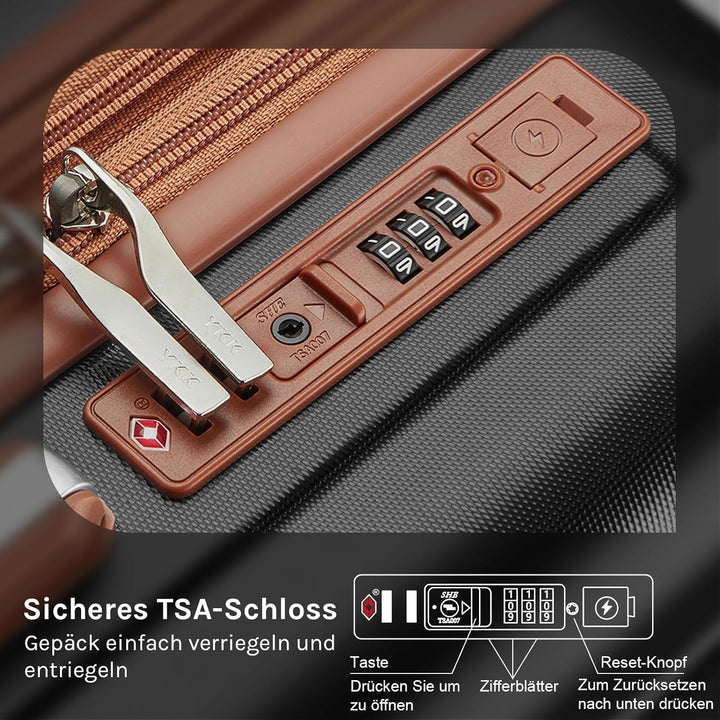 Joyway Koffer Mittelgross Kofferset, Hartschalen Reisekoffer mit Getränkehalter, 4 Rollen TSA-Schlos