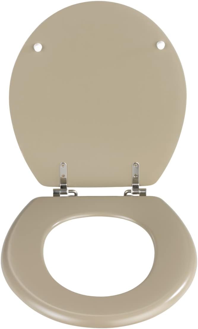 WENKO WC-Sitz Prima Sandbeige Matt, hochwertiger Retro-Stil Toilettensitz, WC-Deckel inkl. Wandpuffe