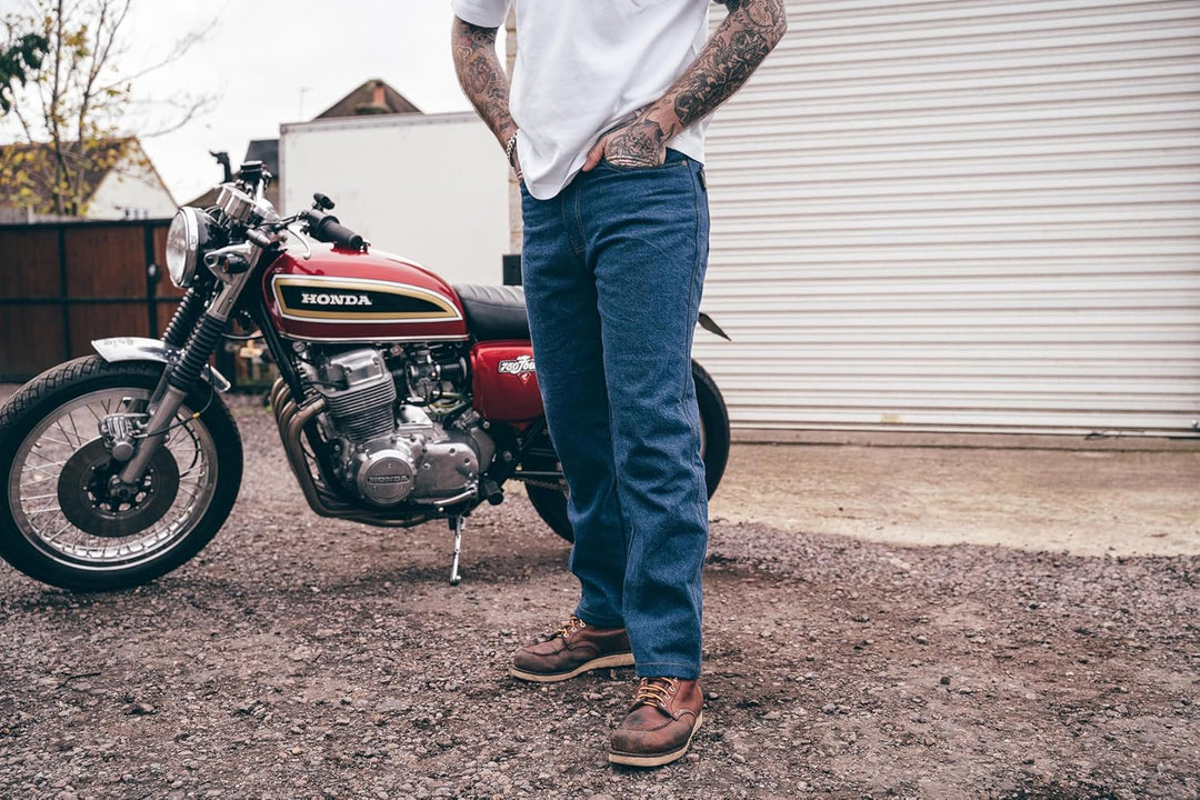TEXPEED Motorradhose mit Protektoren - Denim Schützende Aramid Jeans - CE Rüstung Schutz enthalten (